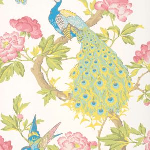 Pavona Blanche Little Greene Wallpaper
